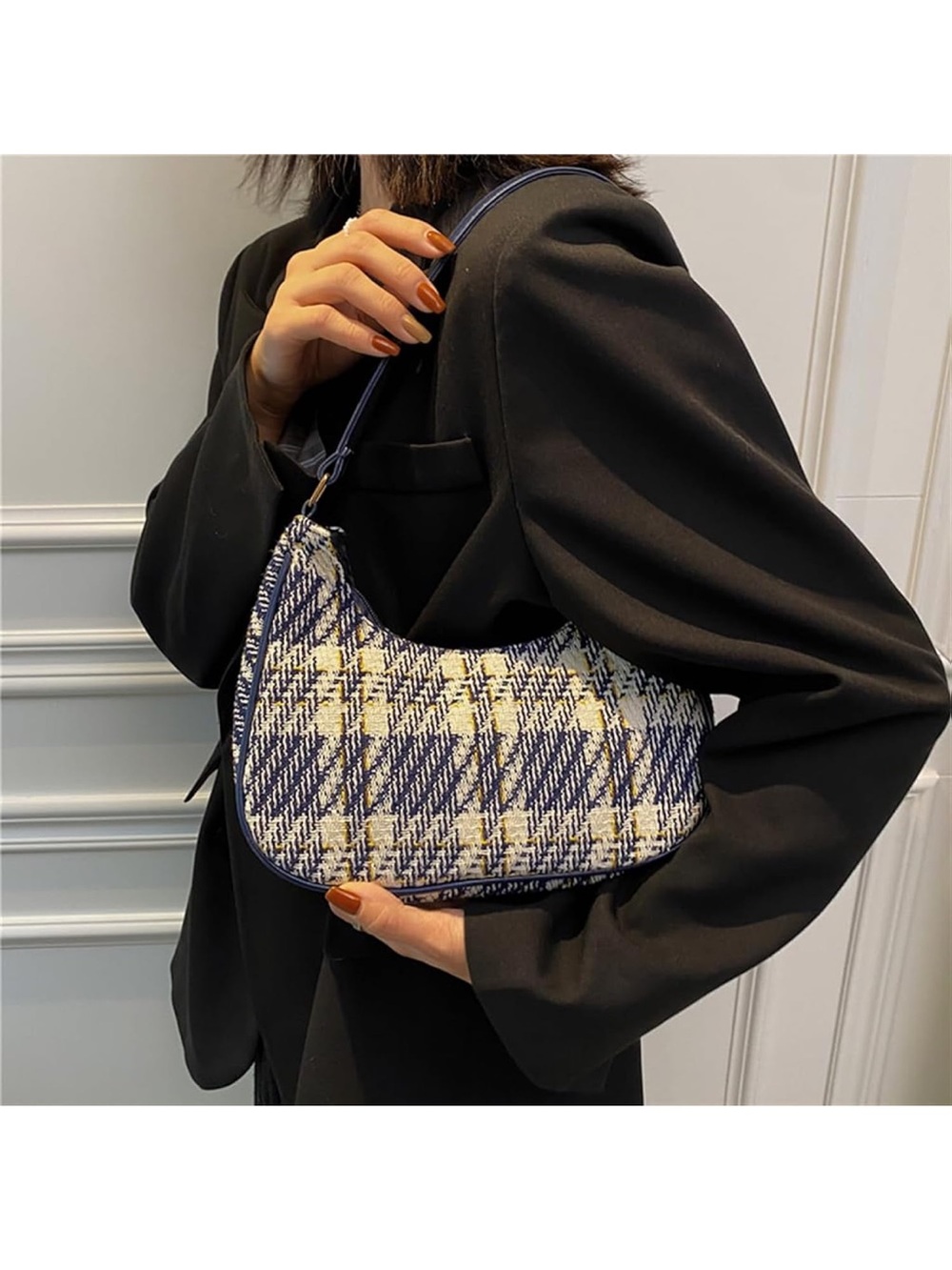 NWOT Blue Plaid Shoulder Bag - Stylish Women's Hobo
